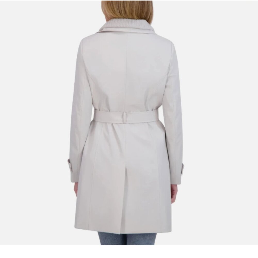 Halston Womens Trench Coat, Removable Belt Water-Resistant - Gray - Picture 3 of 6